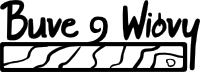 logotyp, napis Bure Wióry nad graficznie przedstawioną deską, pomiędzy słowami krzywa układająca się w wiór wychodzący z drewna